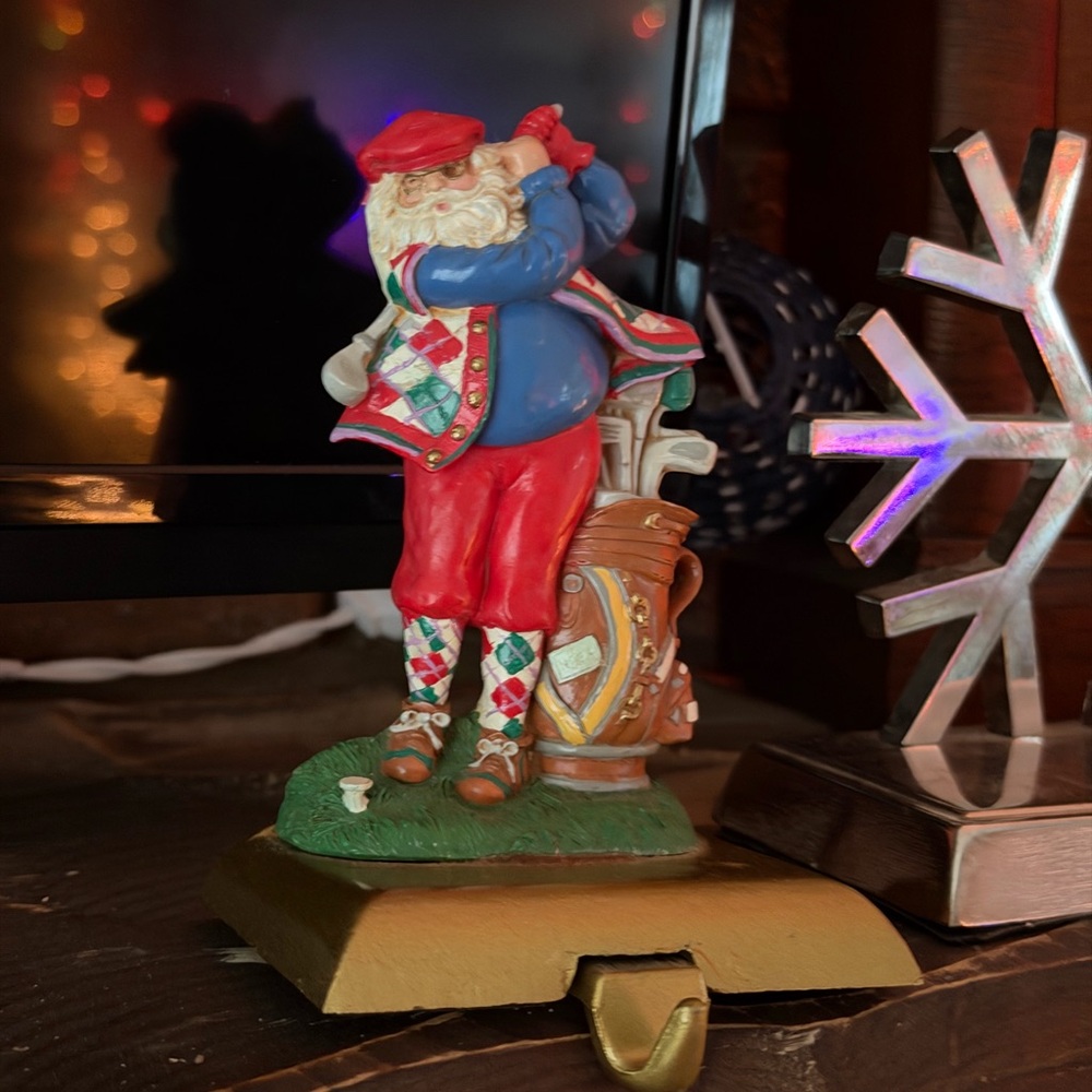 Vintage Potpourri Designs Stocking Hanger Holder Golf Santa Adjustable